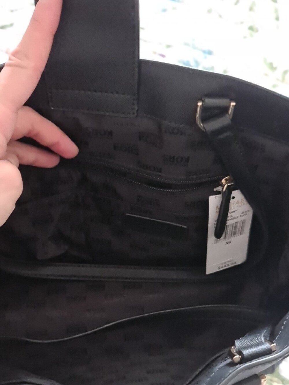 Michael Kors Black Leather Tote with Gold Hardware - Picture 2 of 4
